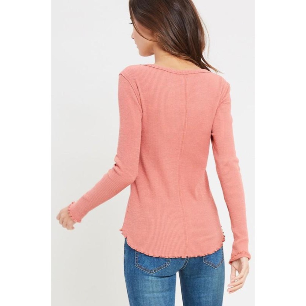 Poppy Frill Hem Thermal Knit Top - Picture 3 of 4